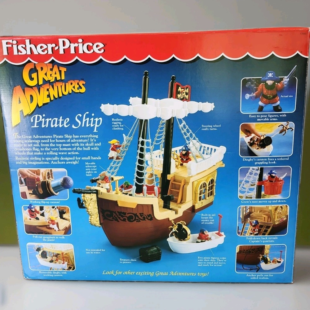 Vintage Fisher Price Great Adventures Pirate Ship, Complete Sealed Contents - Picture 3 of 9